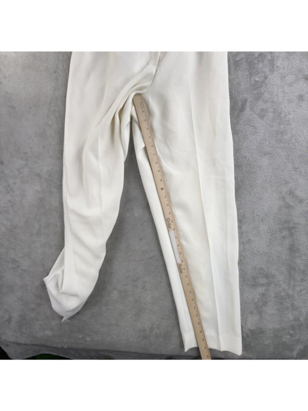 Vintage Criscione Dress Pants Womens Medium White Crepe Pleated Tapered USA Made - Picture 13 of 16